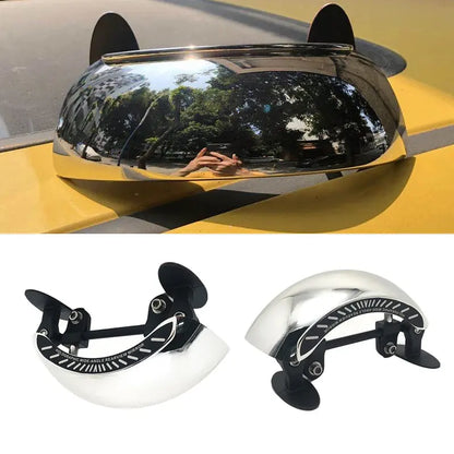 Rétroviseur Moto 180° Angle Mort - Miroir Convex Universel Chromé, Montage Pare-Brise Pour Cruiser Sportive Scooter